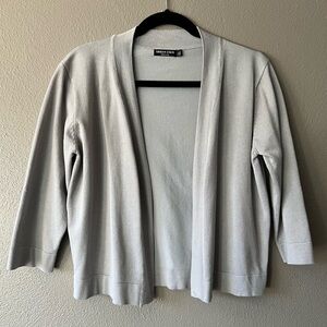 Urban Coco Open Front Cropped 3/4 Sleeve Gray Cardigan‎ Sweater Size XL